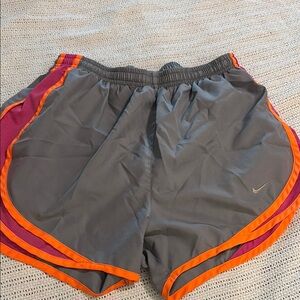 Nike Gray and Orange Athletic Shorts with Dynamic Trim